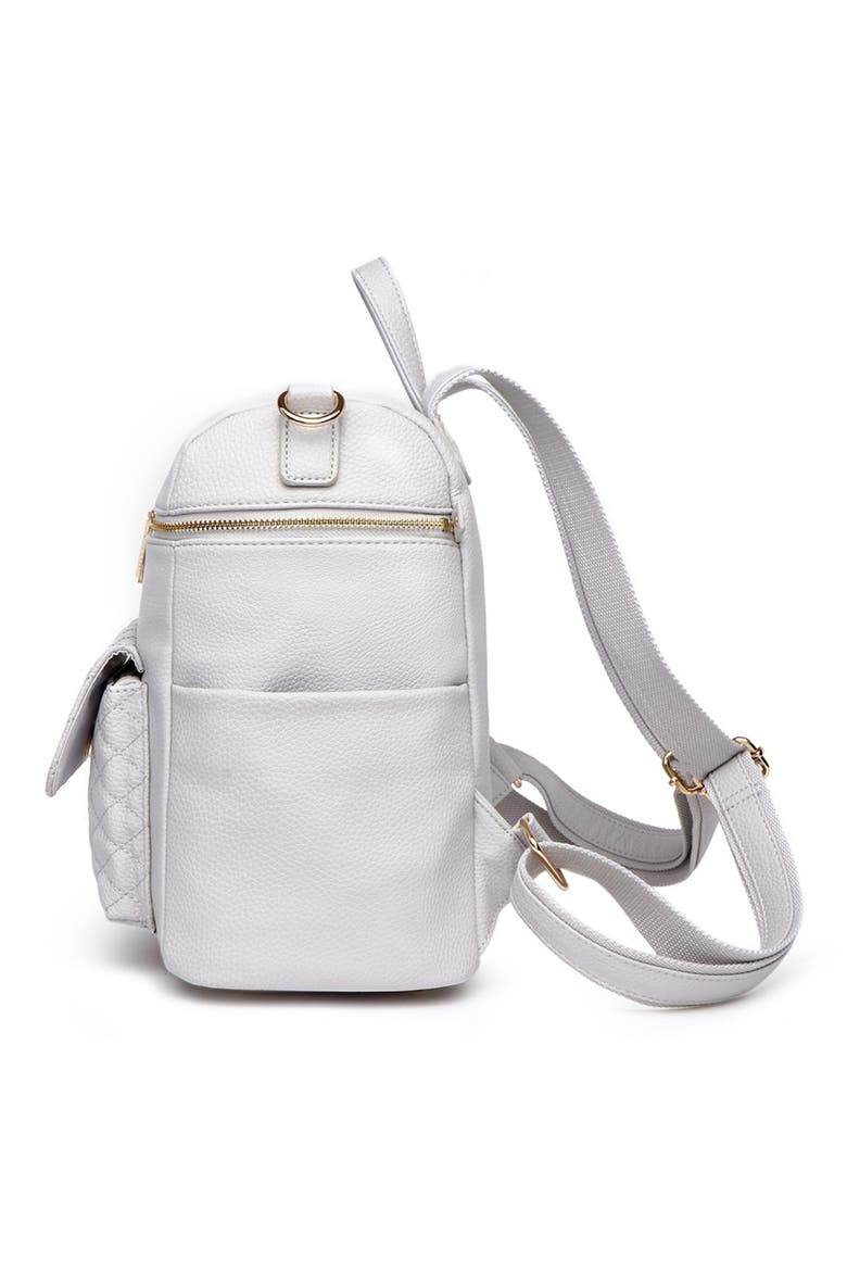 Petit Monaco Faux Leather Diaper Bag, Alternate, color, STONE GREY