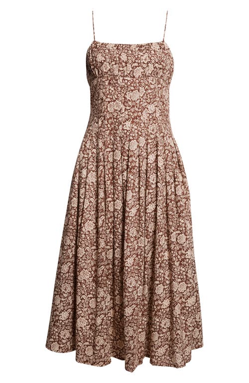 Mille Tully Floral Pleated Cotton Midi Sundress In Multi