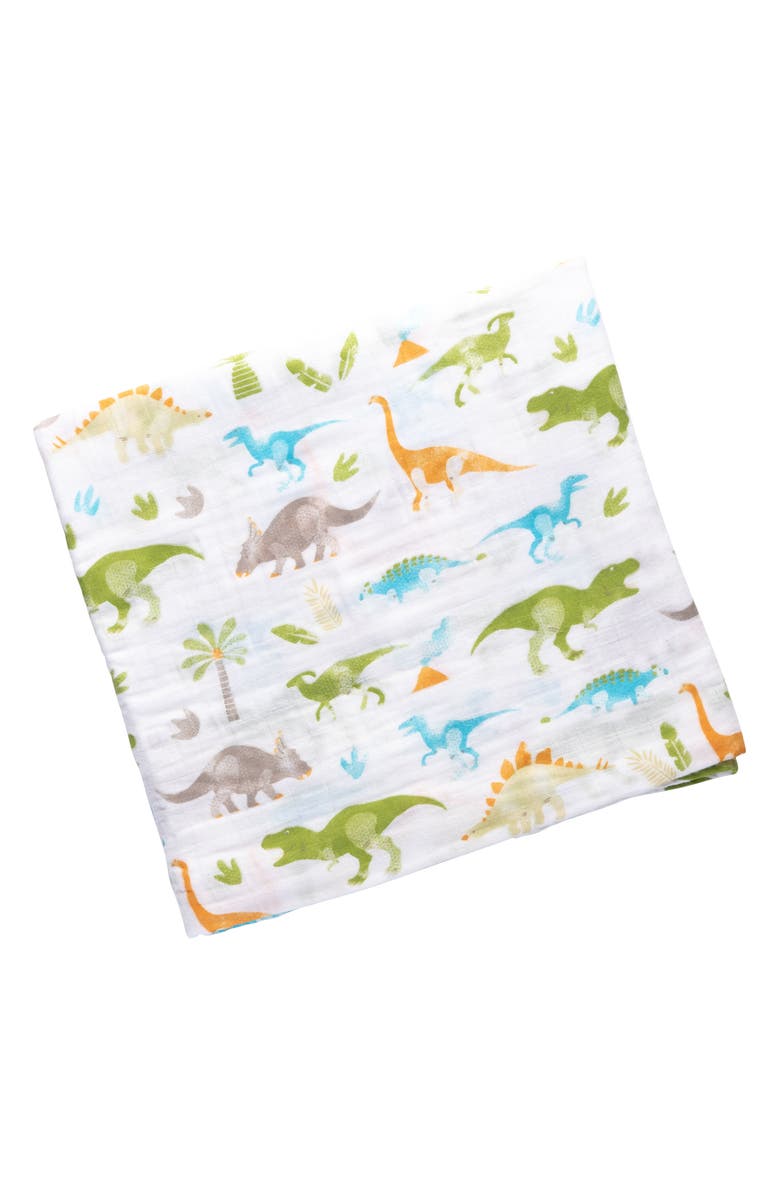 Stephen Joseph Cotton Muslin Swaddle Blanket & Stuffed Animal Gift Set, Alternate, color, Blue/ Green