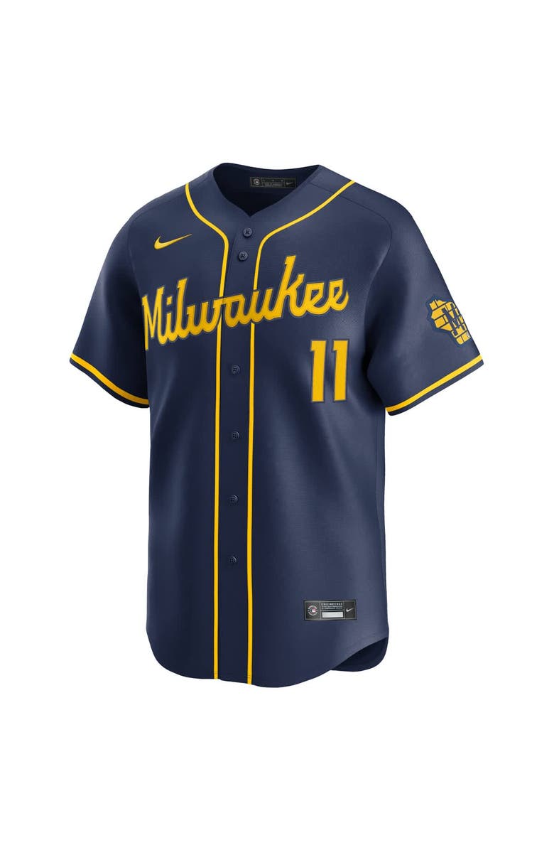Nike Men's Nike Jackson Chourio Navy Milwaukee Brewers Alternate 2 Limited Jersey, Alternate, color, Navy