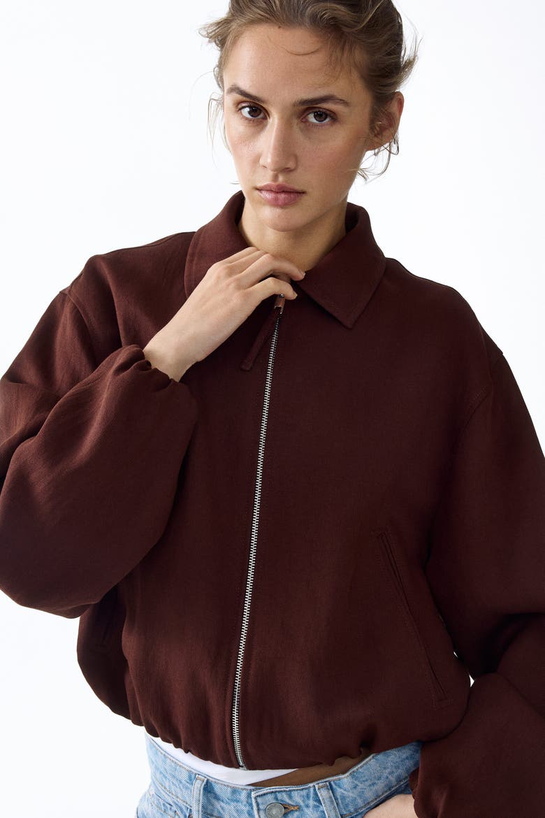 Oversized Bubble-hem Jacket, Main, color, Dark rust brown