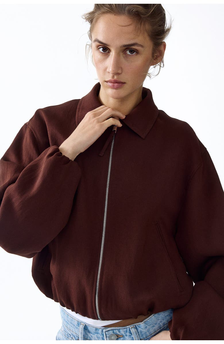 H&M Oversized Bubble-hem Jacket, Main, color, Dark Rust Brown
