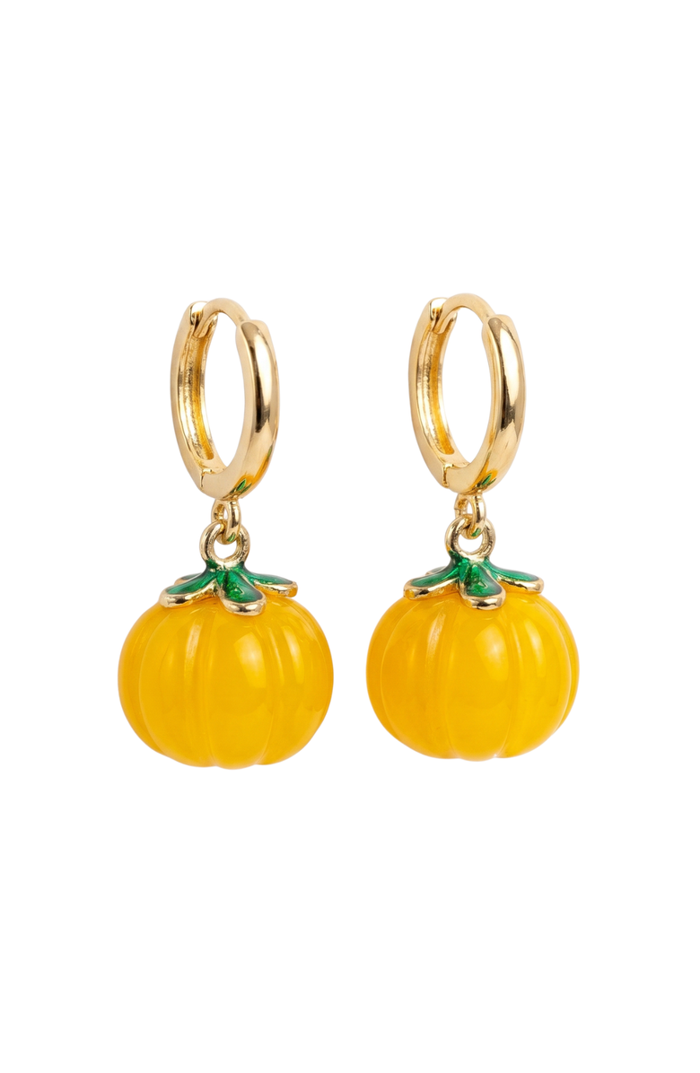 seree Harvest Pumpkin Jade stone charm earrings, Main, color, Yellow
