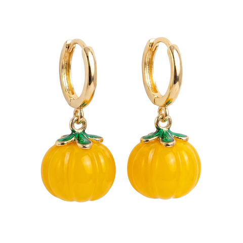 Harvest Pumpkin Jade stone charm earrings