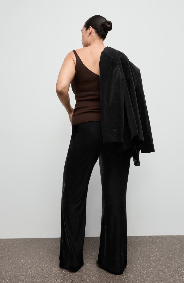 MANGO Mid Rise Velvet Pants, Alternate, color, Black