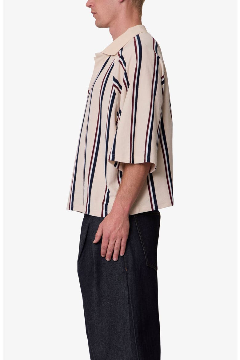 Striped Cotton Polo Shirt, Alternate, color, NATURAL/ NAVY