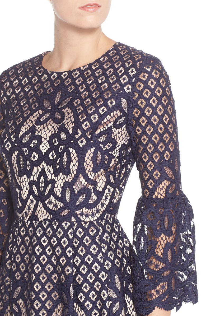 Eliza J BELL SLEEVE FIT AND FLARE, Alternate, color,