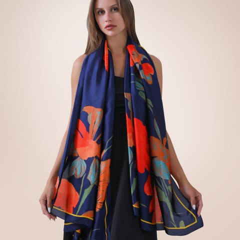 Koi Pond Floral Scarf - Blue