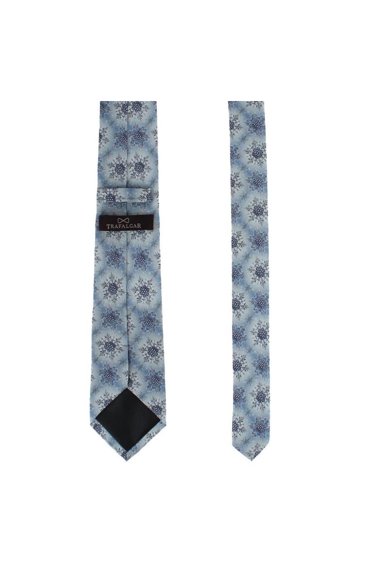 Trafalgar Big and Tall Clarence The Classy Snowflake Silk Holiday Necktie, Alternate, color, Light Blue