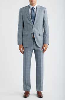 Huge Slim Fit Grey Plaid Virgin Wool Suit