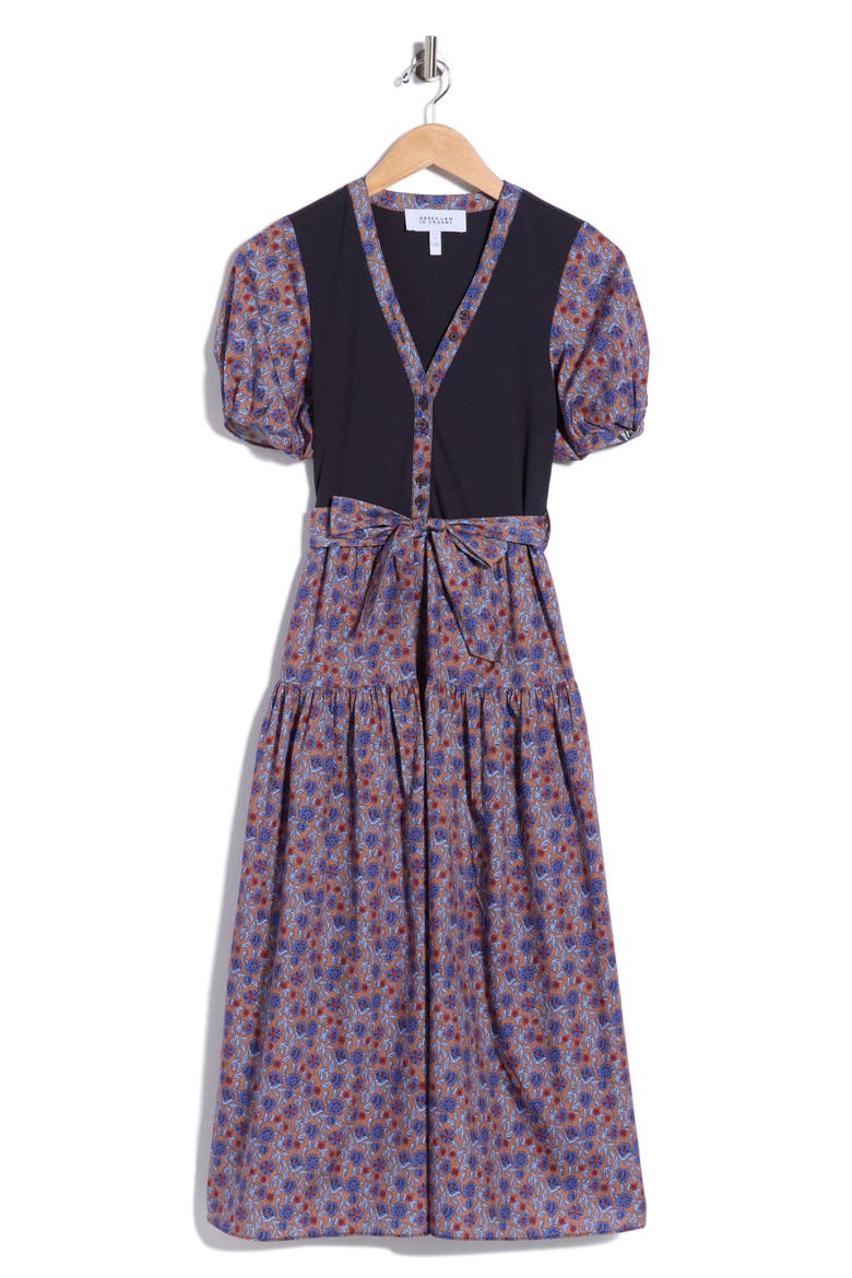 Natalia Mixed Media Dress, Alternate, color, NAVY/ DARK MOCHA MULTI FLORAL