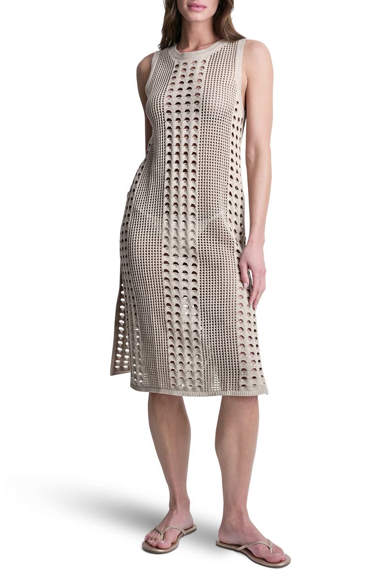 Mixed Open Stitch Sleeveless Cover Up Dress, Main, color, PEBBLE