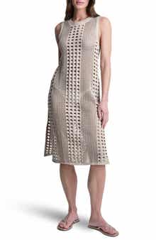 Mixed Open Stitch Sleeveless Cover Up Dress