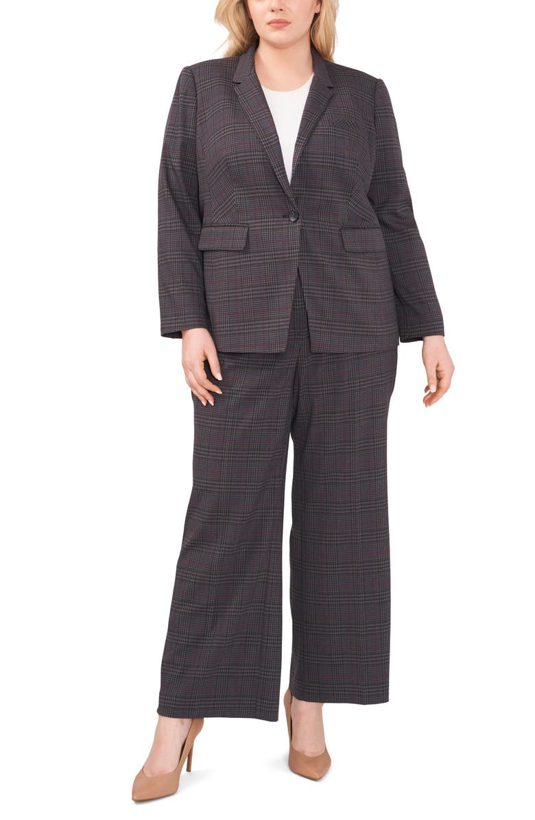 Vince Camuto Plaid One-Button Blazer, Alternate, color,