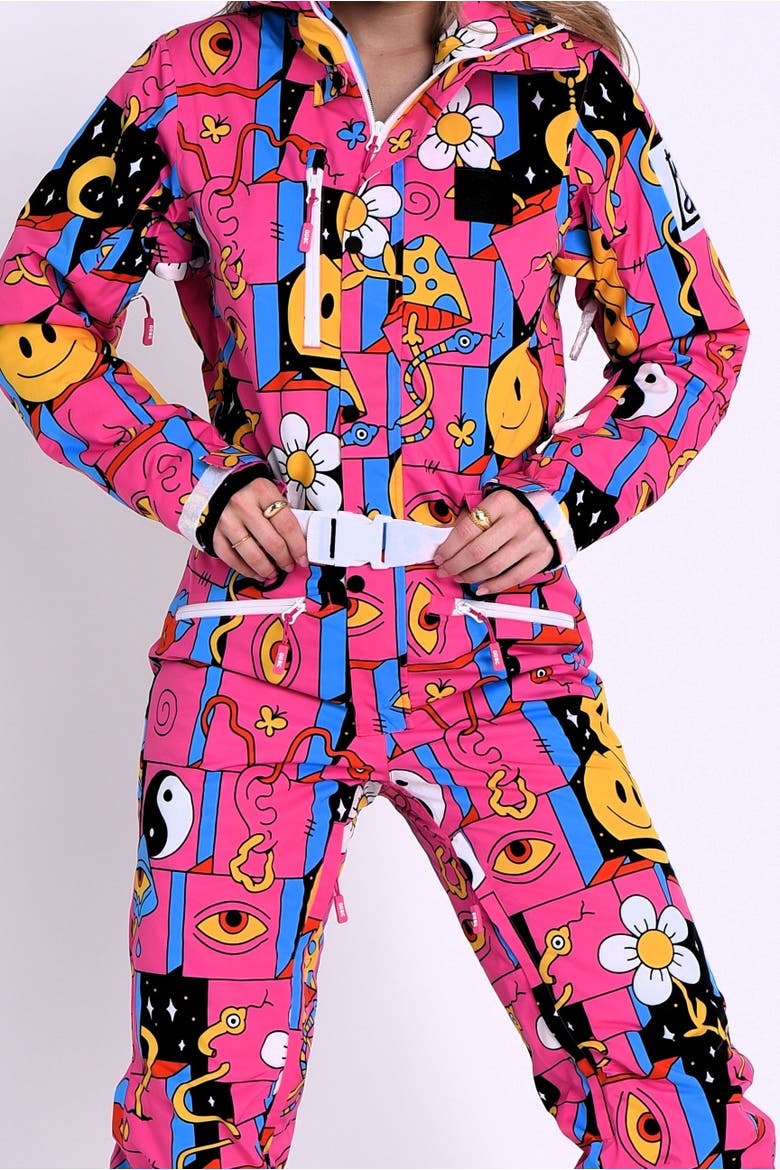 Trippy Hippy Shaped Women's Ski Suit, Alternate, color, Pink