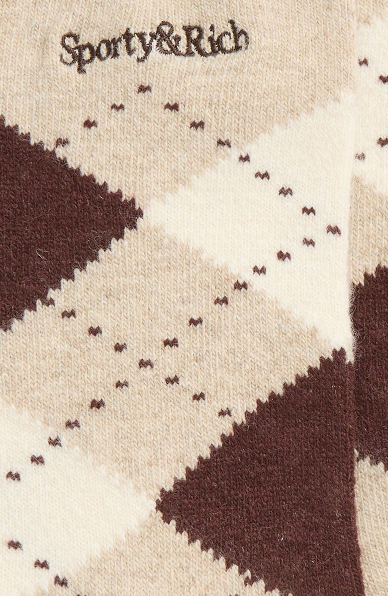 Sporty & Rich Serif Logo Argyle Crew Socks, Alternate, color, 