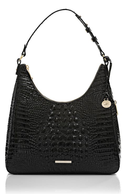 Tabitha Croc Embossed Leather Shoulder Bag