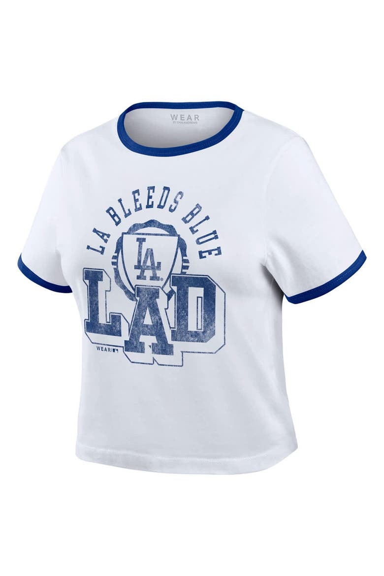 Women's WEAR by Erin Andrews  White Los Angeles Dodgers Ringer Baby T-Shirt, Alternate, color, White