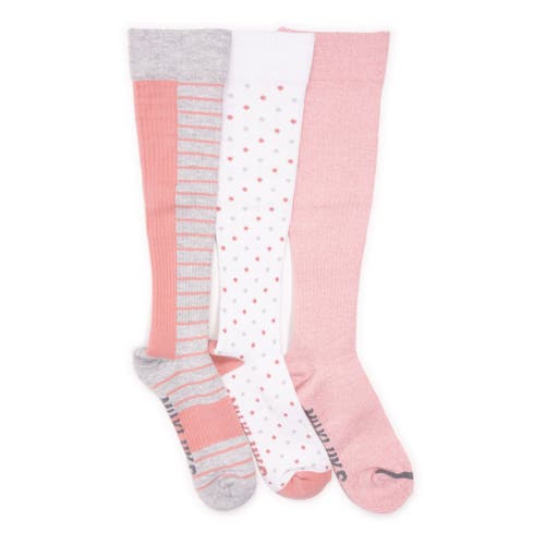 Muk Luks Cotton Rib Compression Knee-high Socks 3 Pair Pack In Pink