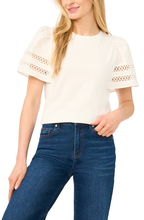 Embroidered Detail Short Sleeve Cotton Top