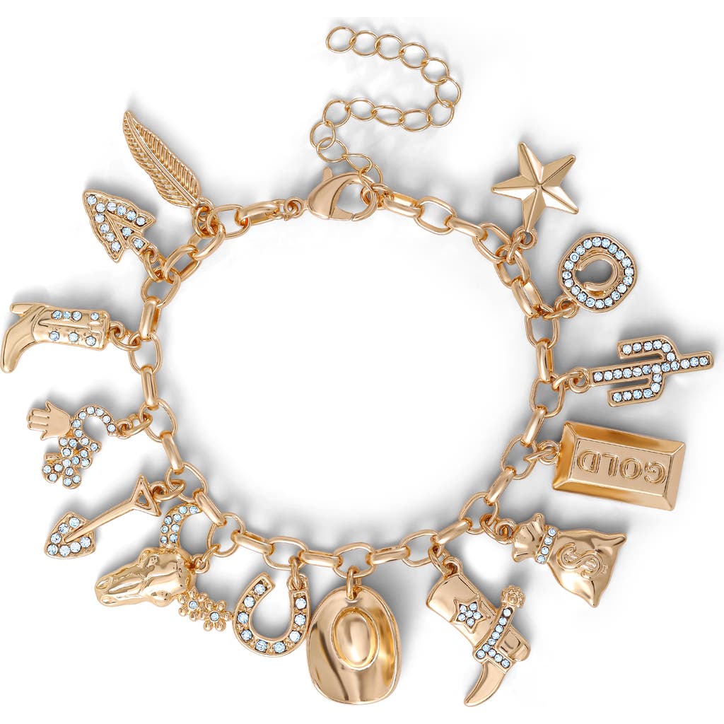 Jessica Simpson 20th Anniversary Mixed Charm Bracelet In Gold
