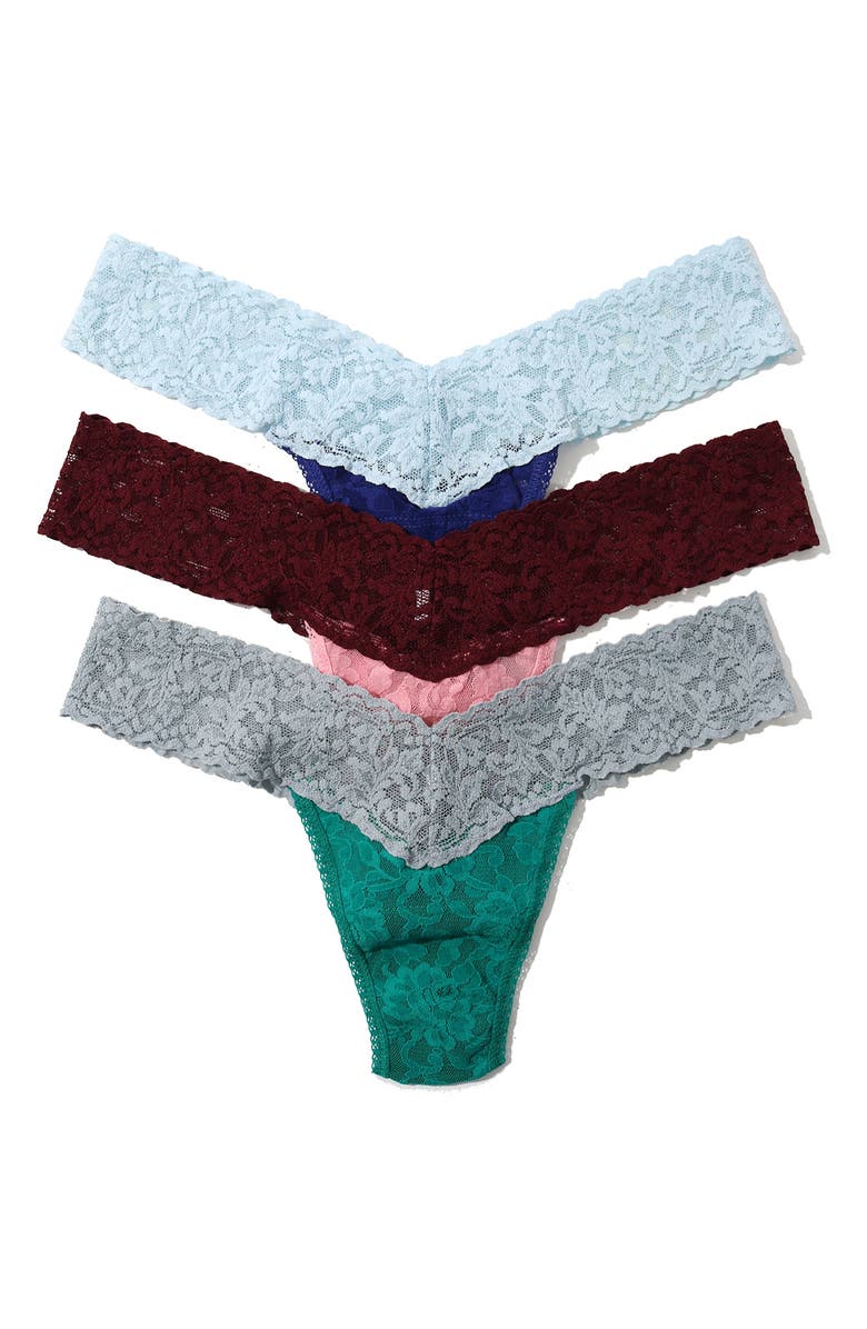 Hanky Panky 3-Pack Low Rise Lace Thongs, Main, color,