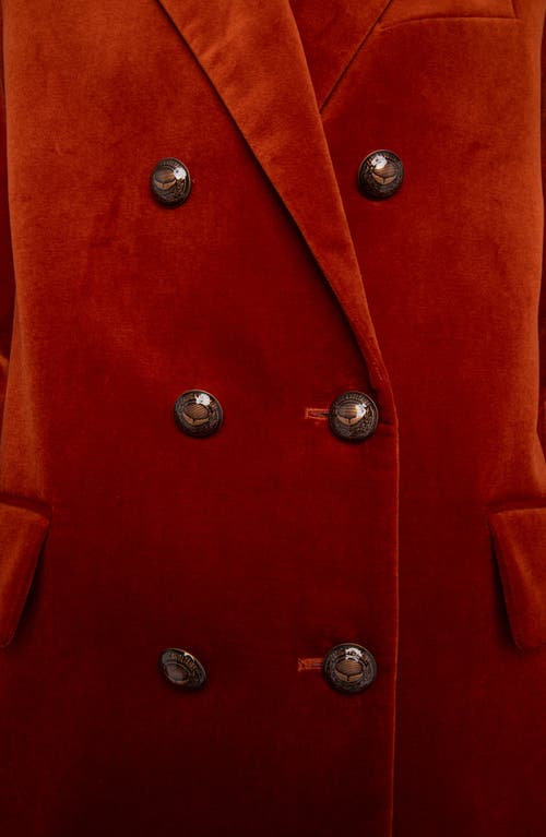 Zadig & Voltaire Vaska Double Breasted Velvet Blazer In Red