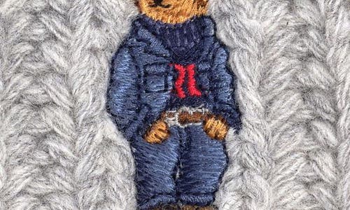 Polo Ralph Lauren Ralph Lauren Pom Pom Denim Bear Beanie In Gray