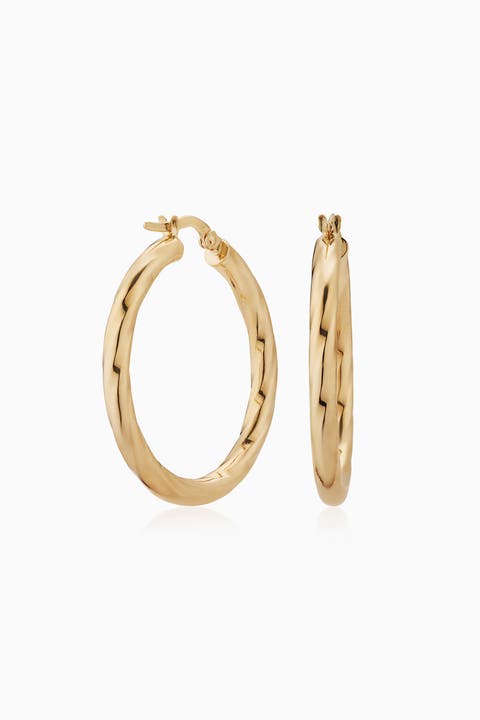 14K Gold Goddess Hoops Earrings