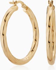 Oradina 14K Gold Goddess Hoops Earrings