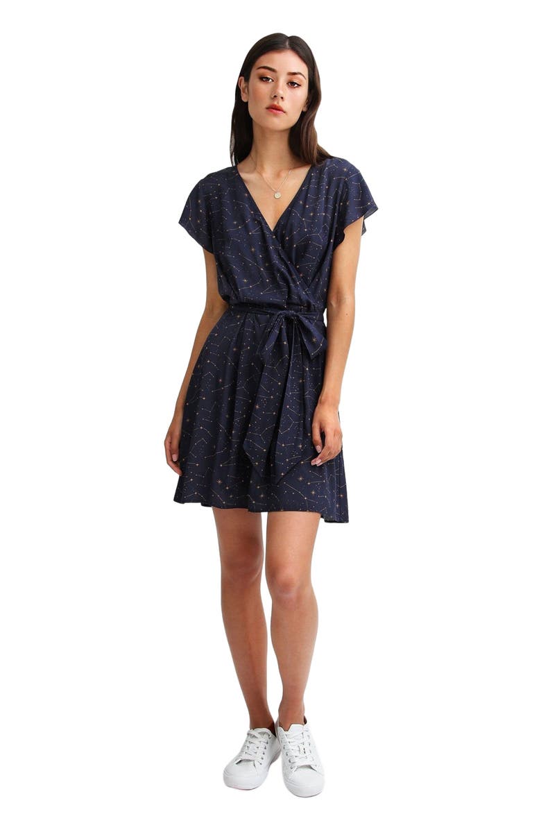 Belle & Bloom I'm The Star Wrap Dress, Main, color, Navy