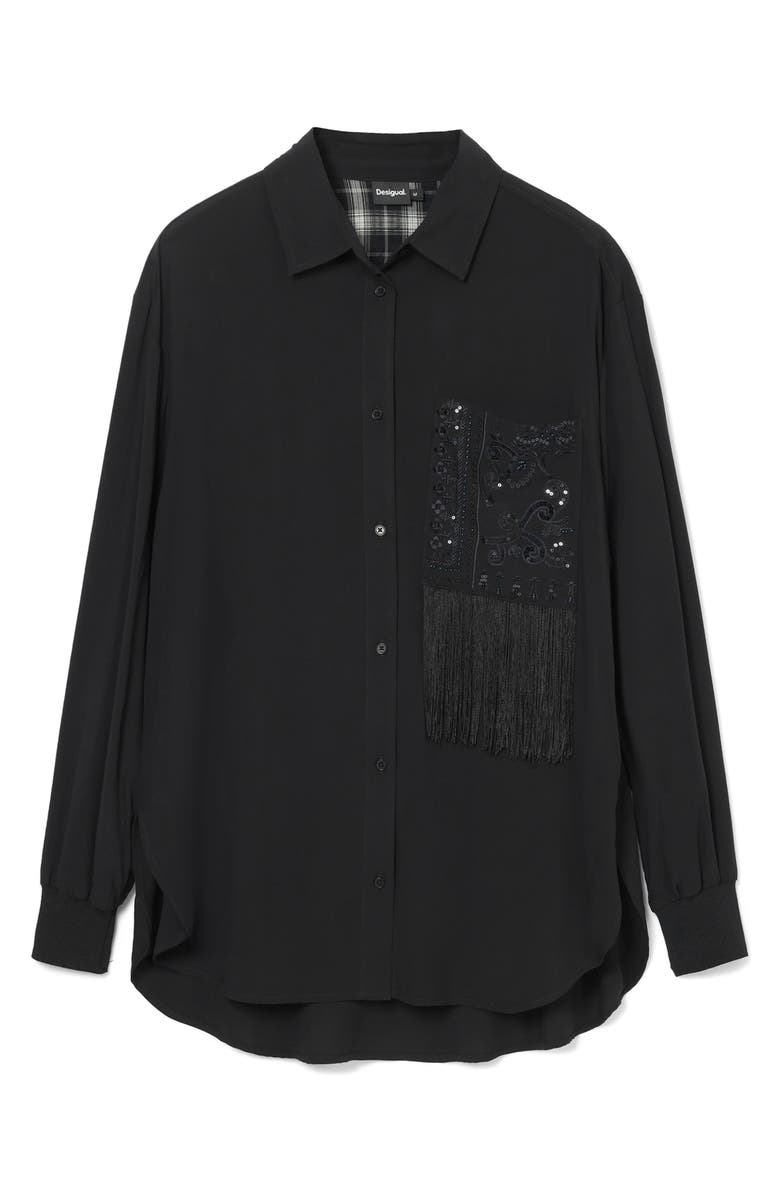 Desigual Cam Sapporo Sequin Fringe Pocket Shirt, Alternate, color, 