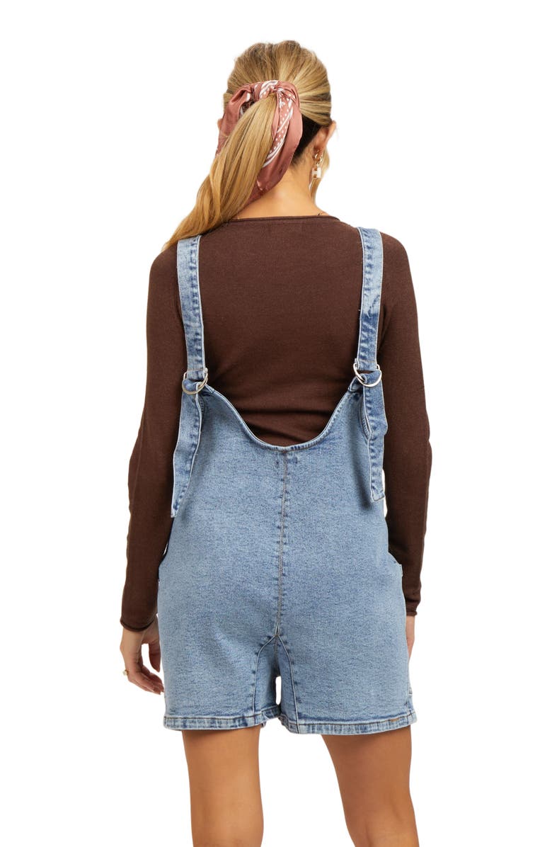 PinkBlush Denim Scoop Neck Short Overall, Alternate, color, Light Blue