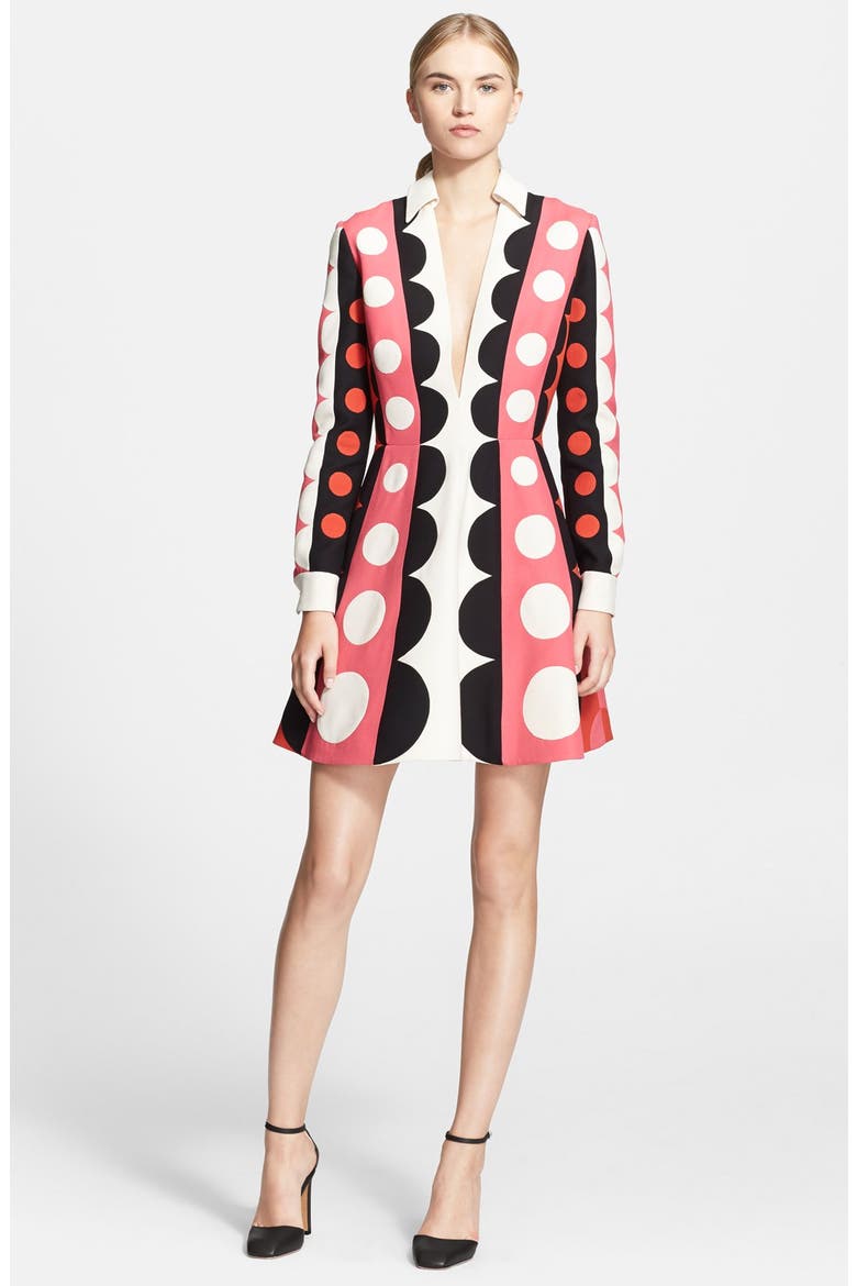 Long Sleeve Wool & Silk Dress, Main, color, MULTI