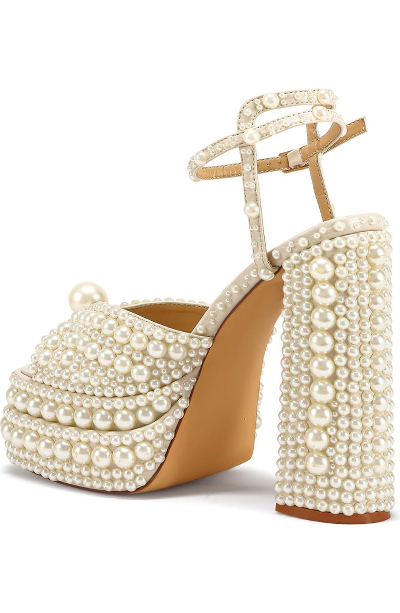 AZALEA WANG Brissa Imitation Pearl Ankle Strap Platform Sandal, Alternate, color,