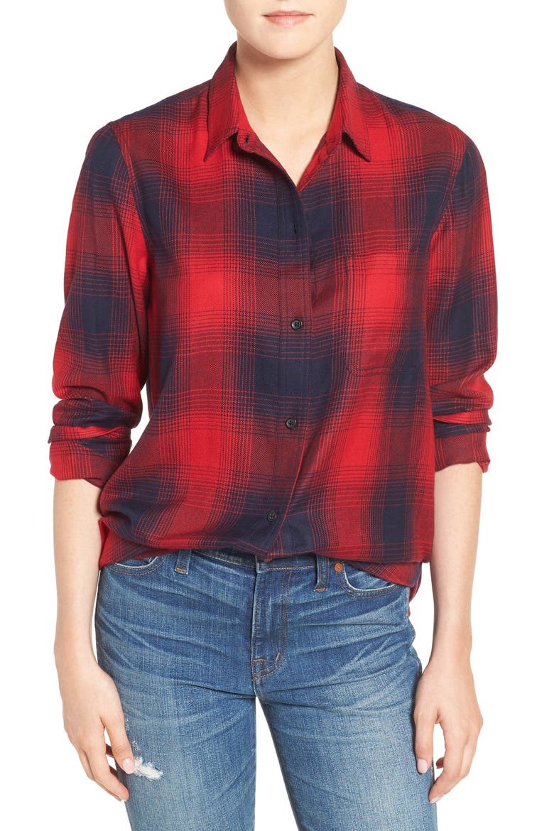 'Ex Boyfriend' Plaid Shirt, Main, color, RED SANGRIA