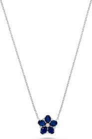 H.J. Namdar Diamond & Sapphire Flower Pendant Necklace