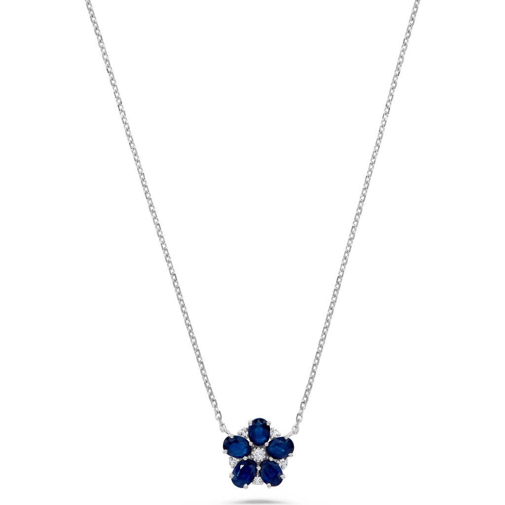 H.j. Namdar Diamond & Sapphire Flower Pendant Necklace