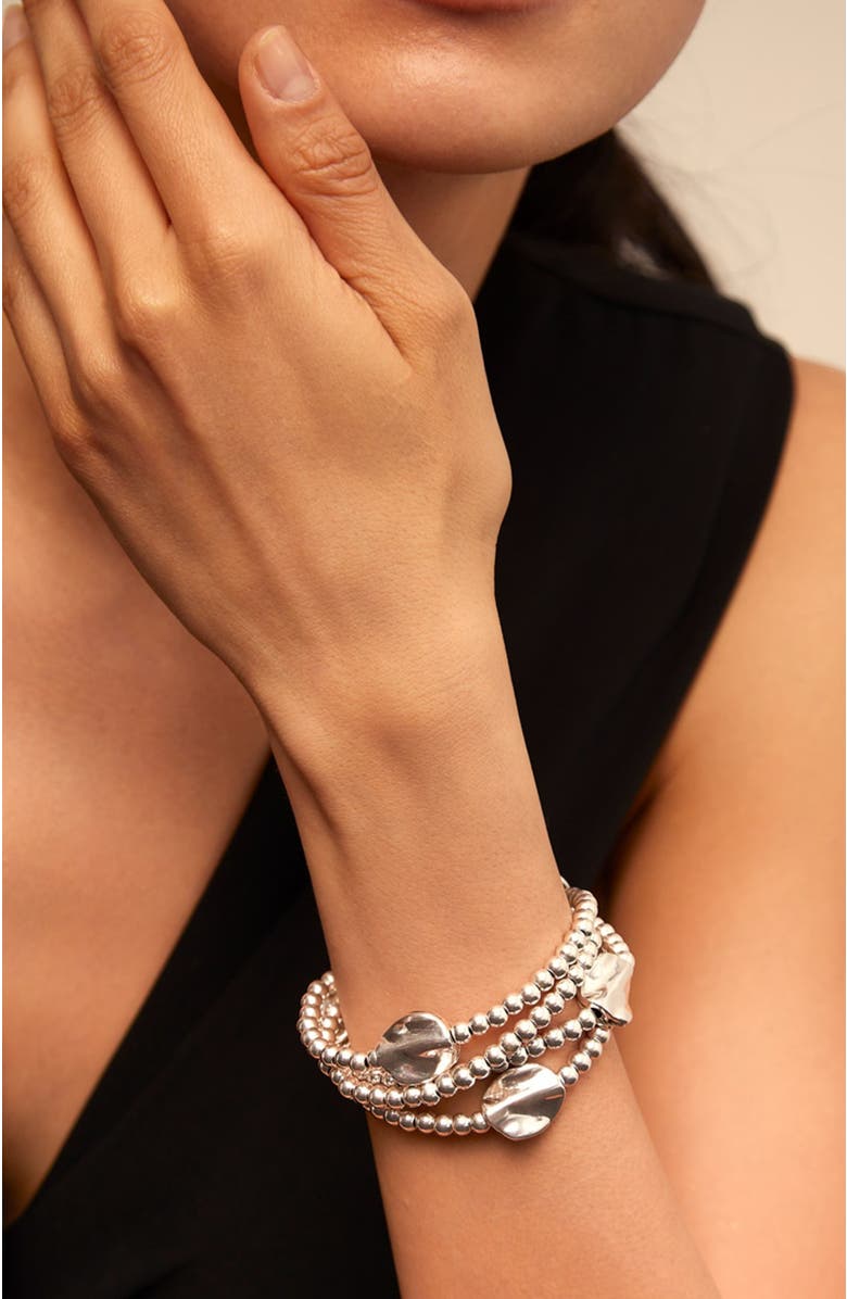 UNODE50 Triple Strand Leather Bracelet, Alternate, color, Silver