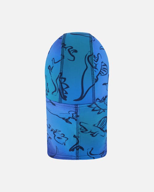 Deux Par Deux Brushed Jersey Balaclava Dinosaur In Blue