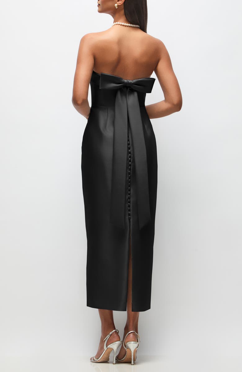 Alfred Sung Annabelle Bow Back Strapless Satin Column Dress, Alternate, color, 