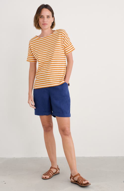 Seasalt Cornwall Bryher View Stripe Organic Cotton T-shirt In Orange