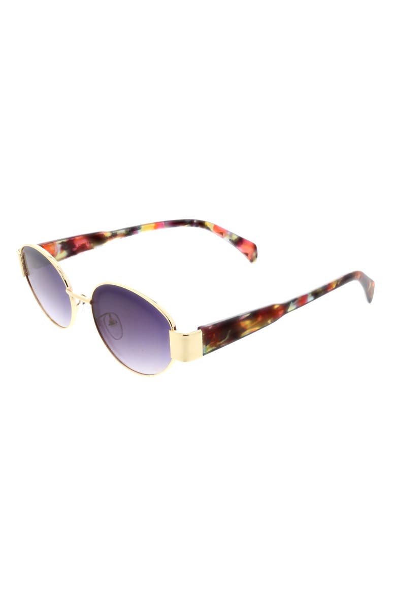 65mm Metal Oval Sunglasses, Alternate, color, RED DEMI