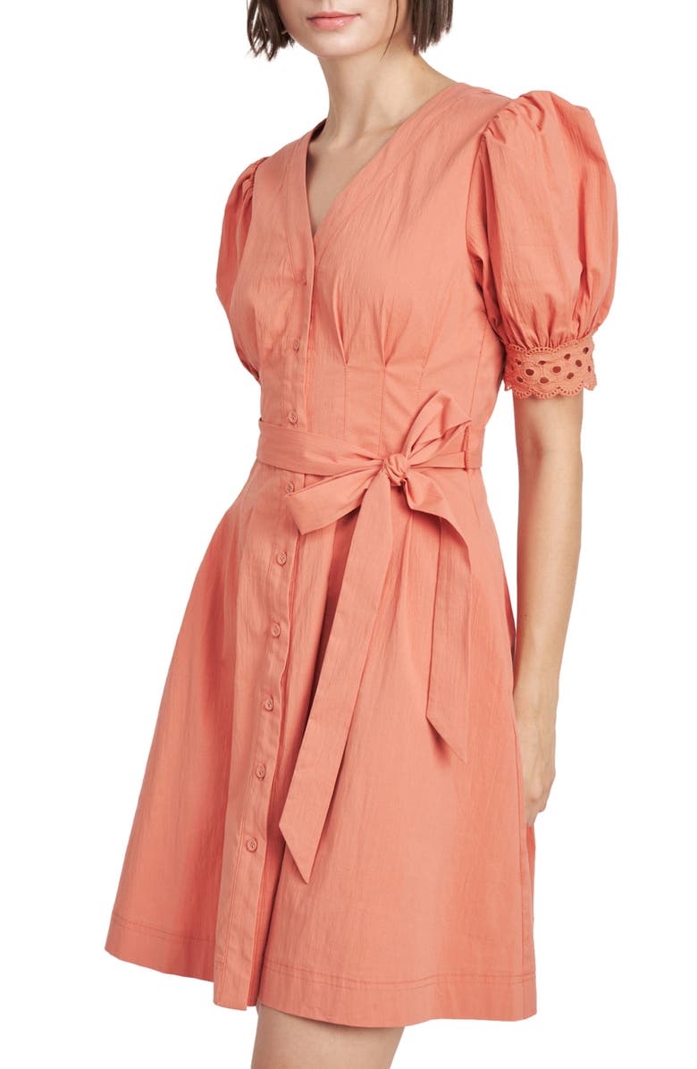 En Saison Deja Eyelet Detail Stretch Cotton Shirtdress, Alternate, color, 