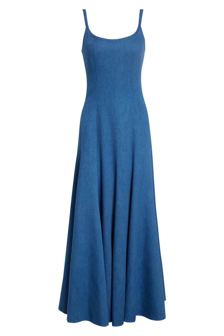Denim Maxi Dress, Alternate, color, ICE/ CREME