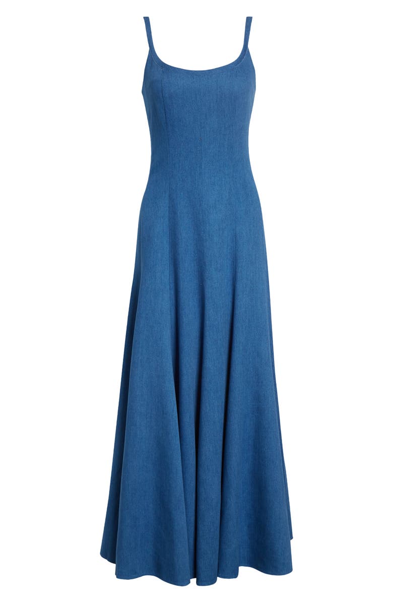 Akris punto Denim Maxi Dress, Alternate, color, Ice/ Creme