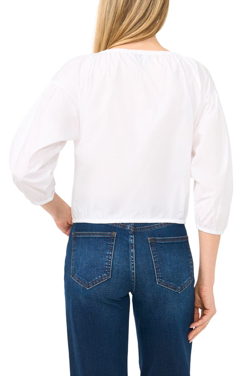 CeCe Drop Shoulder Split Neck Top, Alternate, color, Ultra White