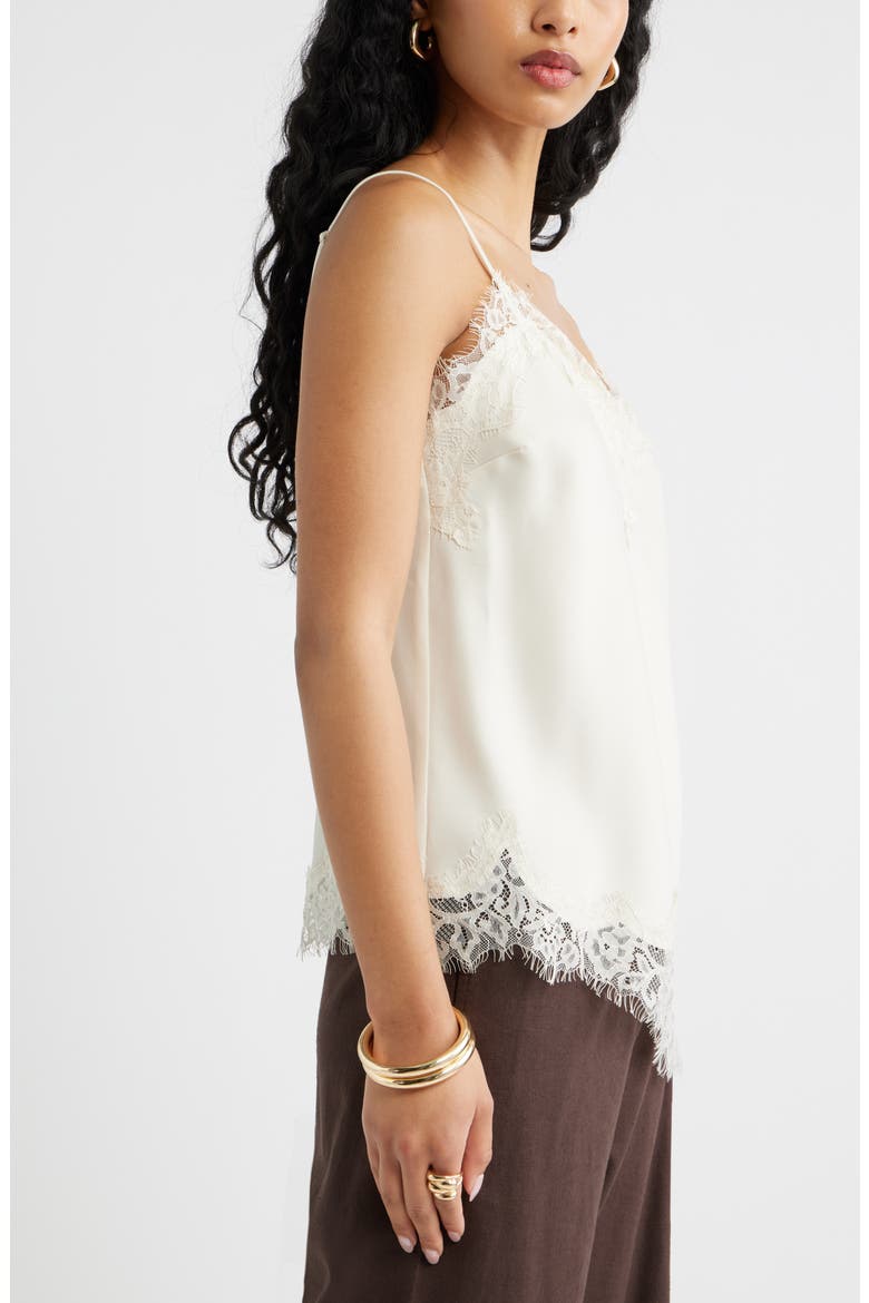 Lace Trim Satin Camisole, Alternate, color, IVORY DOVE