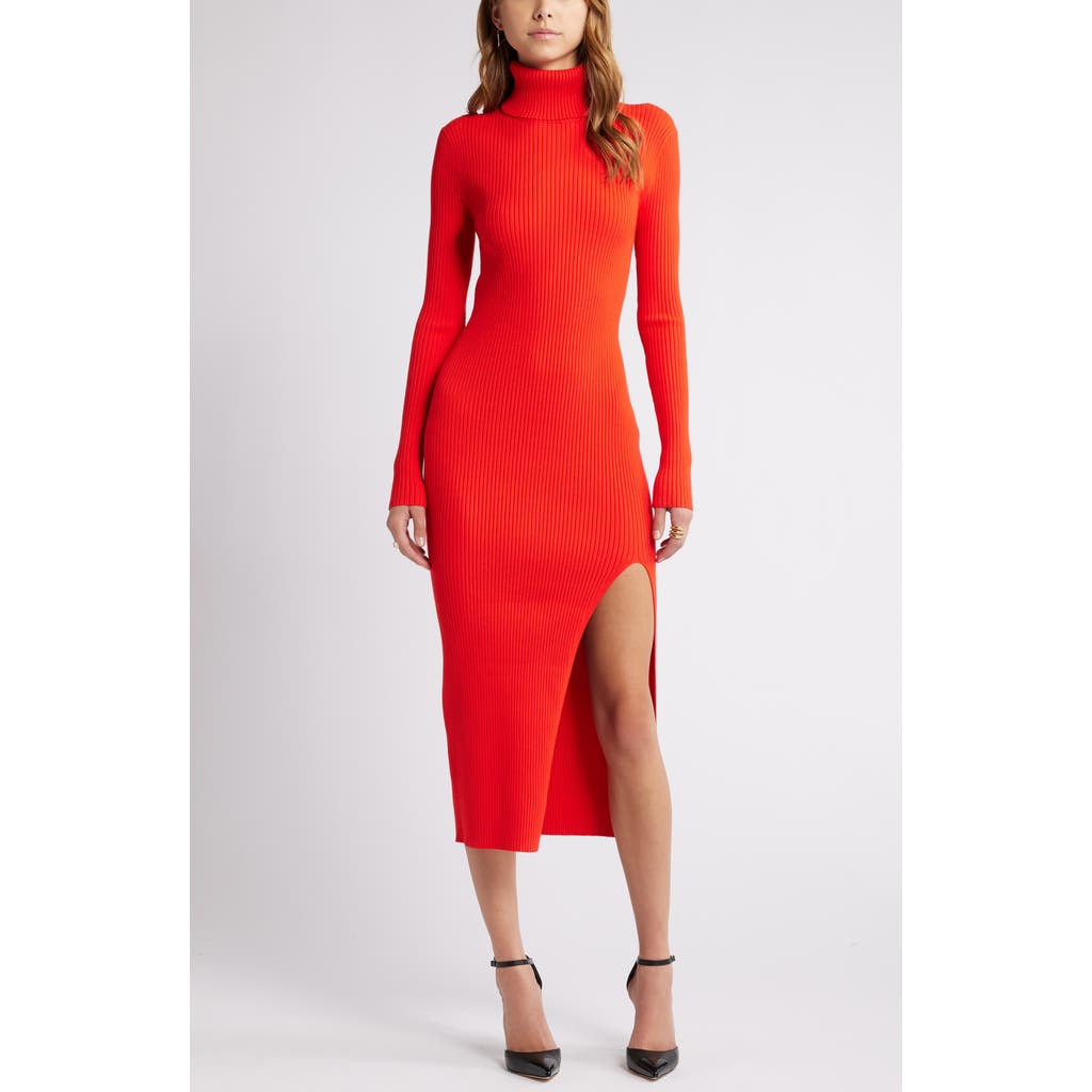 OPEN EDIT OPEN EDIT RIB LONG SLEEVE TURTLENECK SWEATER DRESS