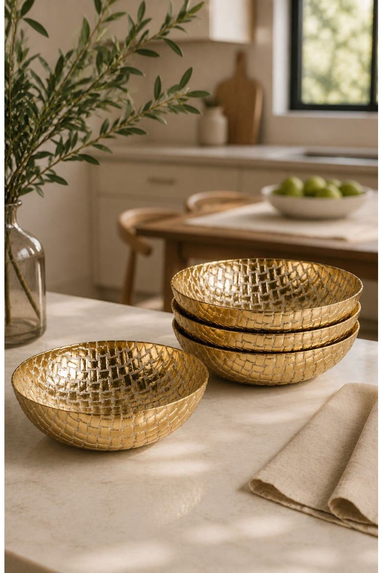 Braided Set of 4 Serving Bowls, Alternate, color, GOLD